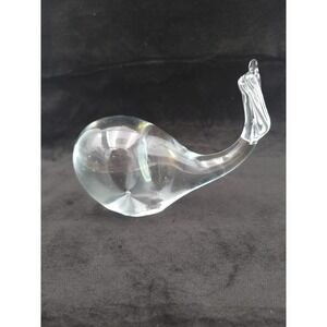 Vintage Whale Clear Glass Paperweight 5" long Interpur